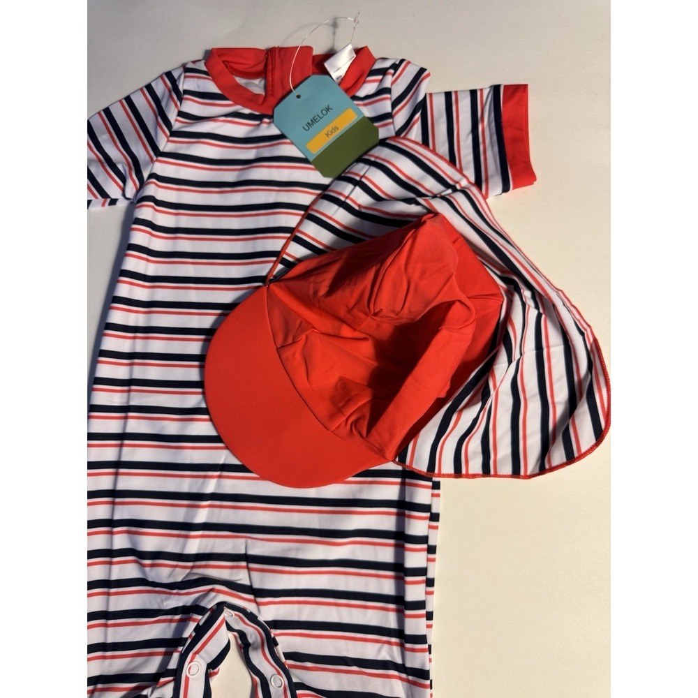 UMELok Baby Girls Rash Guard Swimsuit 12-18M UPF 50+ One Piece & Sun Hat NWT